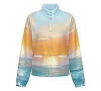 OFFSUM Chaqueta Polar Para Mujer - Vista Del Atardecer Cárdigan Deportivo Resistente Al Viento Para Otoño E Invierno, Abrigo Informal Para Exteriores, Ropa De Moda Con Bolsillos 3Xl