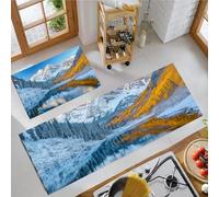 OFFSUM Juego De Alfombras De Cocina De Dos Piezas Paisaje De Montaña Tapetes De Cocina Antideslizantes Lavables para Pasillo Entrada Hogar Decoración Festiva 2 Piezas 40X60Cm+40X120Cm