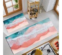 OFFSUM Juego De Alfombras De Cocina Playa De Arena Rosada 2 Alfombras Y Tapetes De Cocina para Pasillo Entrada Oficina Decoración del Hogar Alfombra Antideslizante 40X60Cm+40X120Cm