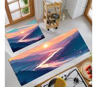 OFFSUM Juego De Alfombras De Cocina Vista del Amanecer Alfombrillas Antideslizantes Lavables para Cocina Decoración del Hogar 2 Unidades para Pasillo Entrada Y Dormitorio