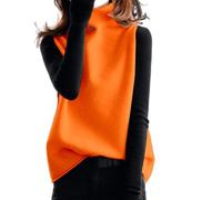 OFFSUM Moda Cuello Alto Suéter Chaleco Primavera Otoño Todo Fósforo Casual Streetwear Color Sólido Sin Mangas Chaleco De Punto Naranja XXL