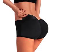 OFFSUM Mujer Bragas con Relleno - Sexy Suave Cintura Baja Esponja Extraíble Acolchada Levantador De Glúteos Lencería Culo Falso Sin Costuras Push Up Control Bragas Fajas,Negro,L