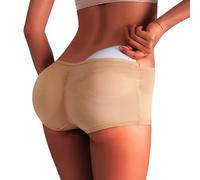 OFFSUM Mujer Bragas con Relleno - Sexy Suave Cintura Baja Esponja Extraíble Acolchada Levantador De Glúteos Lencería Culo Falso Sin Costuras Push Up Control Bragas Fajas,Beige,S
