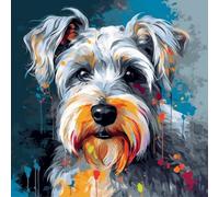 OfFsum Pintura por números Perro Schnauzer de pelo frito 6 para adultos y niños, kits de regalo de pintura al óleo preimpresa, arte en lienzo para decoración del hogar, 16 x 20 pulgadas, sin marco