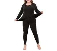 OFFSUM Ropa Interior Térmica Mujer - Tallas Grandes L-6Xl Lencería Cálida Ropa De Dormir Mujer Sexy Ropa De Descanso Elástico Delgado Invierno Casual Tops Simples Ropa, Negro, 6XL