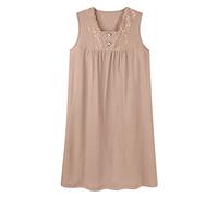 OFFSUM Verano Clásico Algodón Talla Grande Casual Sin Mangas Color Sólido Encaje Bordado Vestido Camisón Homewear Ropa Interior,Marrón,4XL
