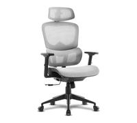 Offy Lyca - Silla de Oficina ergonómica, Cervical Ajustable, Asiento y Respaldo en Malla, Transpirable, Reposabrazos Ajustable, 120kg, Negro