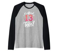 Oficial 13 Cumpleaños Es Oficial Soy Un Adolescente Camiseta Manga Raglan