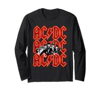 Oficial AC/DC Angus and Brian Red Lightning Logo Rock Band Manga Larga