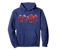 Oficial AC/DC Logo Hielo Rojo Rock Música Banda Sudadera con Capucha, Unisex para Adultos, Azul Marino, L