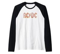 Oficial AC/DC Logo Rojo Distressed Rock Música Banda Camiseta Manga Raglan