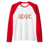 Oficial AC/DC Logo Vintage Rock Blanca Camiseta Manga Raglan