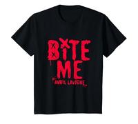 Oficial Avril Lavigne Red Bite Me Camiseta, Niños, Negro, 12 años