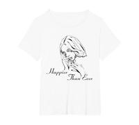 Oficial Billie Eilish Happy Than Ever Blanco Camiseta, Mujer Tallas Grandes, Blanco, 4XL Grande