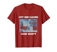 Oficial Billie Eilish Hit ME Hard and Soft Rojo invertido Camiseta, Hombre, Arándano, S