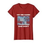 Oficial Billie Eilish Hit ME Hard and Soft Rojo invertido Camiseta, Mujer, Arándano, XL