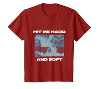 Oficial Billie Eilish Hit ME Hard and Soft Rojo invertido Camiseta, Niños, Arándano, 8 años