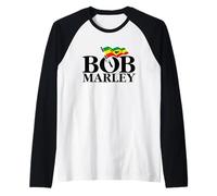 Oficial Bob Marley Logo Bandera Jamaica Reggae Vintage Camiseta Manga Raglan