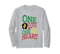 Oficial Bob Marley One Love One Heart Manga Larga, Unisex para Adultos, Gris Jaspeado, S