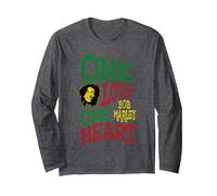 Oficial Bob Marley One Love One Heart Manga Larga, Unisex para Adultos, Jaspeado Oscuro, L
