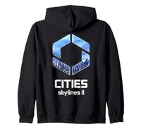 Oficial Cities Skylines II Game Logo City Builder White Sudadera con Capucha