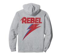 Oficial David Bowie Distressed Rebel Music Sudadera con Capucha, Unisex para Adultos, Gris Jaspeado, XXL