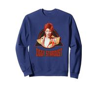 Oficial David Bowie Music Rock Ziggy Stardust 2 Sudadera, Unisex para Adultos, Azul Marino, XL