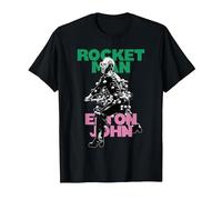 Oficial Elton John X Rocketman Negro Camiseta, Hombre, Negro, 4XL