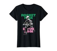 Oficial Elton John X Rocketman Negro Camiseta, Mujer, Negro, L