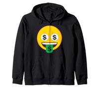 Oficial Emoji Dinero Ojos Lengua Dólar Sonrisa Amarilla Sudadera con Capucha