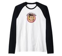 Oficial Emojitown Cute Rage Enthusiastic Girl Happy Faces Camiseta Manga Raglan