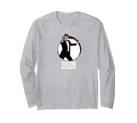 Oficial James Bond 007 The Living Daylights Manga Larga, Unisex para Adultos, Gris Jaspeado, S