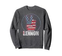 Oficial John Lennon Símbolo Paz Rock Icónico Vintage Sudadera, Unisex para Adultos, Jaspeado Oscuro, M