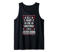 Oficial Justin Bieber Pop All I Want For Christmas Navidad Camiseta sin Mangas
