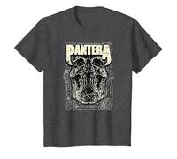 Oficial Pantera Revolution Calavera Heavy Metal Band Camiseta, Niños, Jaspeado Oscuro, 8 años