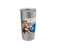 Oficial Paw Patrol Chase Birthday Party I'm 4 Vaso térmico de acero inoxidable de doble pared