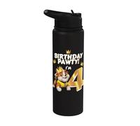 Oficial Paw Patrol Rubble Birthday Pawty I'm 4 Party Stainless Steel Insulated Water Bottle