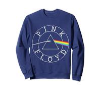 Oficial Pink Floyd Retro Prism Circle Logo Navy Blue Sudadera