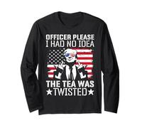 Oficial Please I Had No Idea The Tea Twisted USA Flag Trump Manga Larga