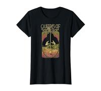 Oficial Queens of The Stone Age Logo Rock Banda Vintage Camiseta, Mujer, Negro, L