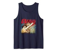 Oficial Saxon Heavy Metal Vintage Álbum Cover Banda Camiseta sin Mangas, Hombre, Azul Marino, S
