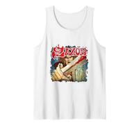 Oficial Saxon Heavy Metal Vintage Álbum Cover Banda Camiseta sin Mangas, Hombre, Blanco, L