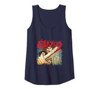 Oficial Saxon Heavy Metal Vintage Álbum Cover Banda Camiseta sin Mangas, Mujer, Azul Marino, L