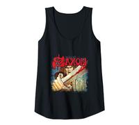 Oficial Saxon Heavy Metal Vintage Álbum Cover Banda Camiseta sin Mangas, Mujer, Negro, S