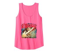 Oficial Saxon Heavy Metal Vintage Álbum Cover Banda Camiseta sin Mangas, Mujer, Rosado Neón, S