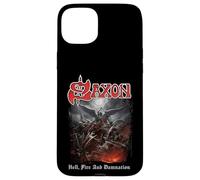 Oficial Saxon Hell Fire Heavy Metal Band Vintage Retro Carcasa para iPhone 15 Plus