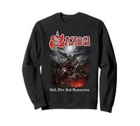 Oficial Saxon Hell Fire Heavy Metal Band Vintage Retro Sudadera