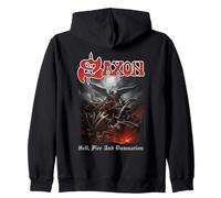 Oficial Saxon Hell Fire Heavy Metal Band Vintage Retro Sudadera con Capucha