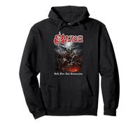 Oficial Saxon Hell Fire Heavy Metal Band Vintage Retro Sudadera con Capucha