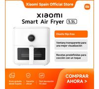Oficial | Smart Air Fryer 5.5L, Diseño flip-free, Ventana transparente para una mejor visualización, Recetas predefinidas para cocción con un toque Blanco